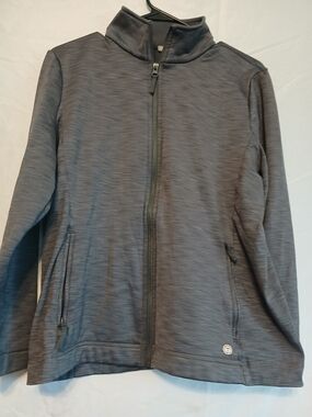T by Talbots Charcoal Zip-Front Fleece Jacket